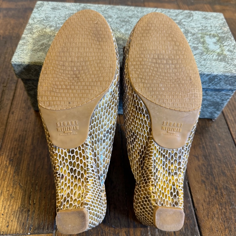 Stuart Weitzman Python Peeptoe Slides Size 7.5 Euc - image 6